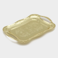 Поднос из нержавеющей стали с ручками &laquo;Изобилие. Золото&raquo;, 31&times;20&times;2 см, цвет золотой