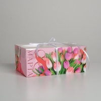 Коробка для капкейков, кондитерская упаковка, 6 ячеек &laquo;С 8 Марта&raquo;, 23 х 16 х 10 см