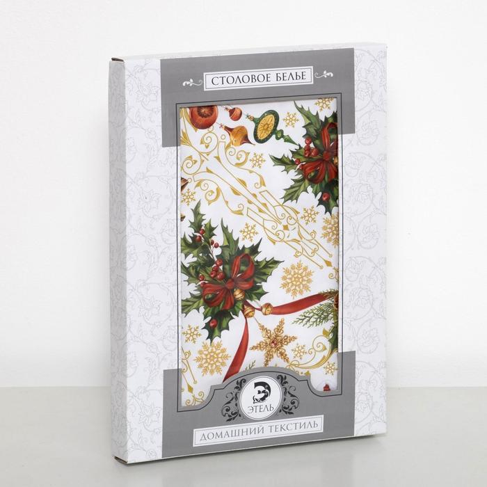 Скатерть новогодняя круглая Этель "Новогодние игрушки" d = 160 см, 100 % хлопок