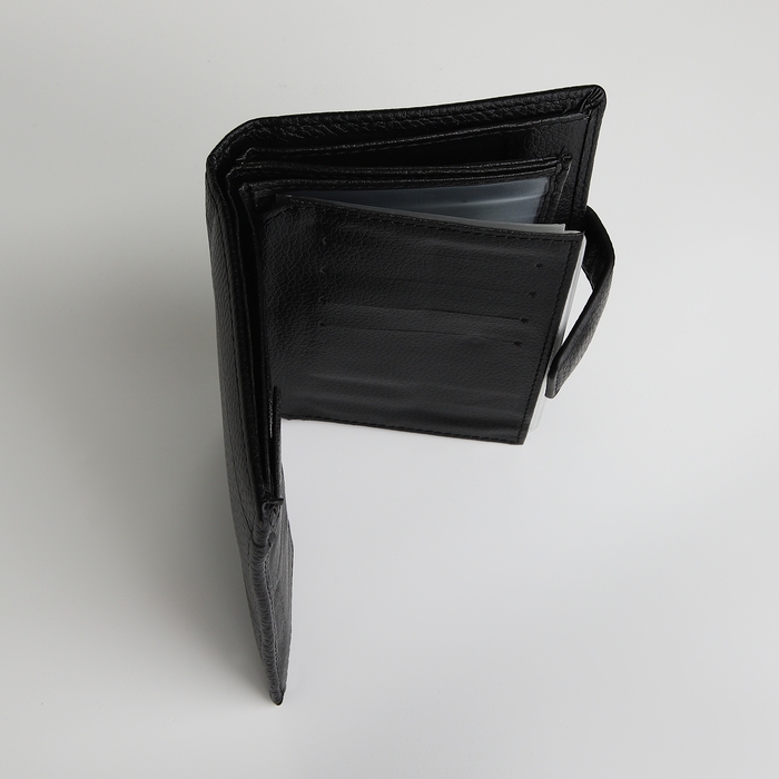 Портмоне мужское на магните 3 в 1, отдел для автодокументов, паспорта, цвет чёрный Портмоне мужское на магните 3 в 1, отдел для автодокументов, паспорта, цвет чёрный