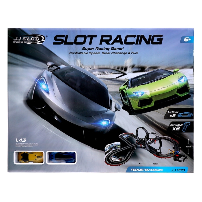 Автотрек &laquo;Турбо кросс&raquo;, с 2 машинами, 1:43, работает от сети