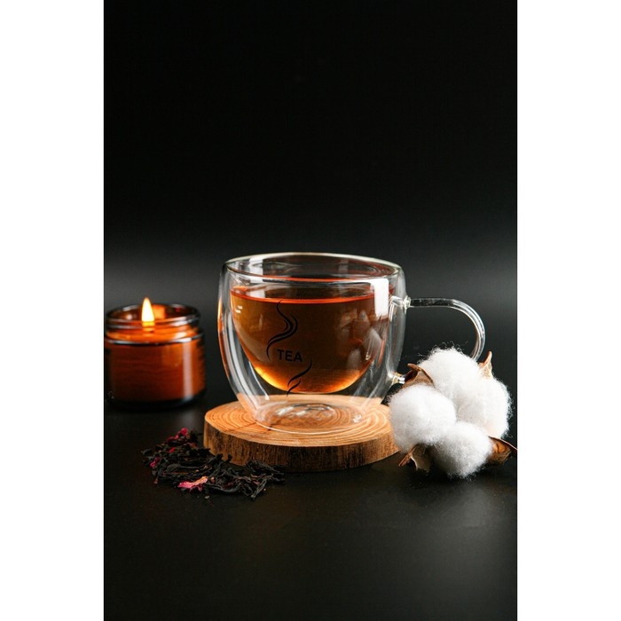 Кружка стеклянная с двойными стенками Magistro &laquo;Дуо. Tea&raquo;, 200 мл, 12,5&times;9&times;7,5 см