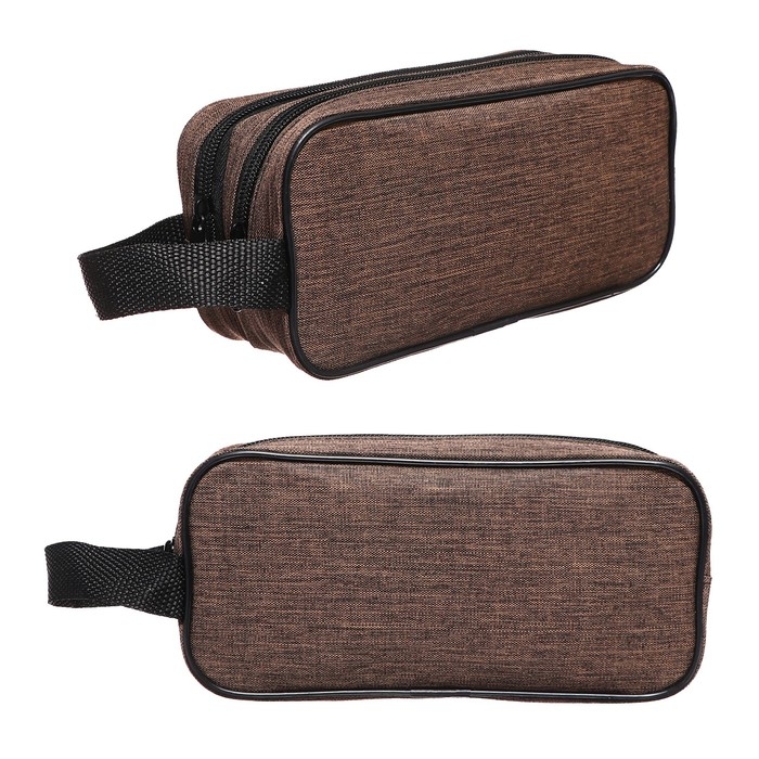 Пенал мягкий 2 отделения, 100 х 220 х 70 мм, объёмный, с ручкой,Calligrata, Пенал мягкий 2 отделения, 100 х 220 х 70 мм, объёмный, с ручкой,Calligrata, "Коричневый"