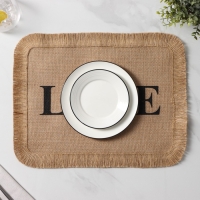 Салфетка сервировочная на стол Доляна &laquo;Любовь&raquo;, 40&times;30 см, цвет бежевый