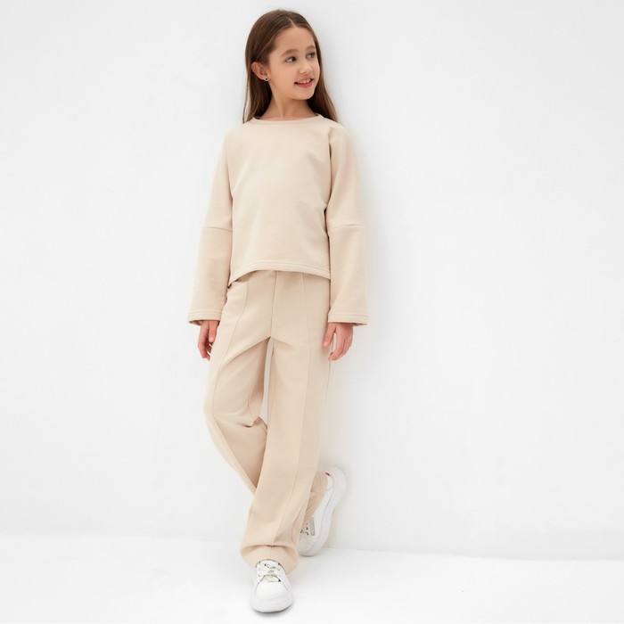 Брюки для девочки MINAKU, цвет бежевый, рост 134 см