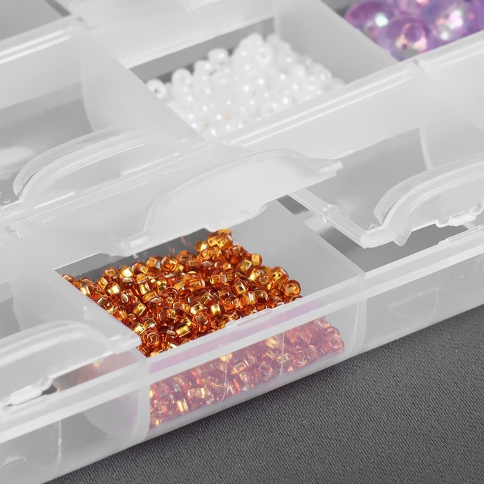 Органайзер для рукоделия, 21 отделение, 21,5 × 10,5 × 1,9 см, цвет прозрачный Органайзер для рукоделия, 21 отделение, 21,5 × 10,5 × 1,9 см, цвет прозрачный