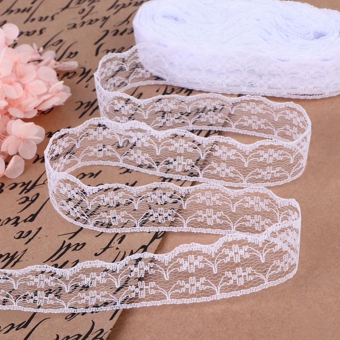 Кружево капроновое, 23 мм &times; 10 &plusmn; 1 м, цвет белый №10