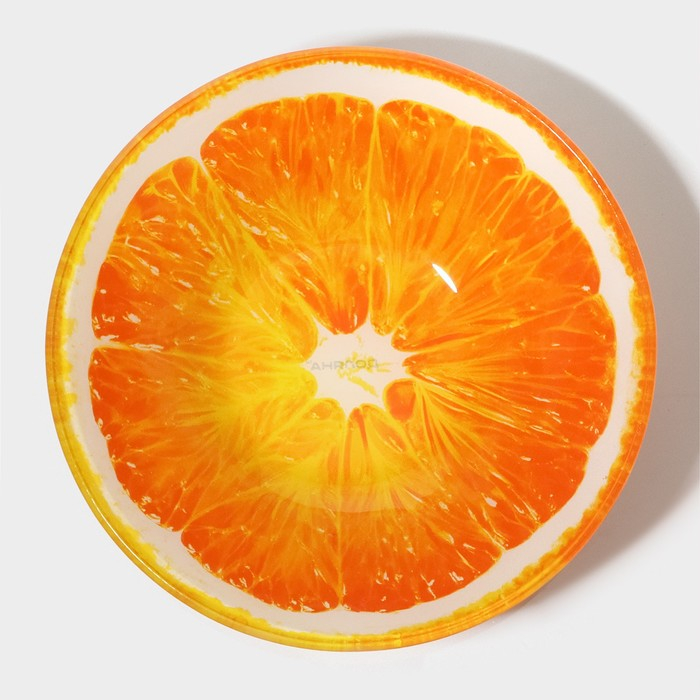 Набор тарелок стеклянных Доляна &laquo;Сочный апельсин&raquo;, 19 предметов: 6 десертных тарелок, 6 обеденных тарелок, 6 мисок, салатник