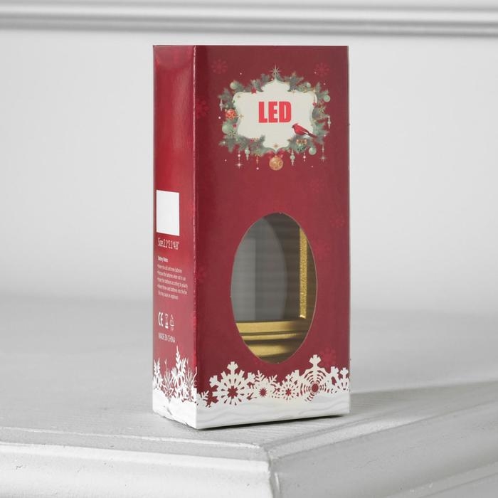 Светодиодная фигура &laquo;Золотистый фонарь со свечками&raquo; 5.5 &times; 13 &times; 5.5 см, пластик, батарейки AG13х3 (в комплекте), свечение тёплое белое