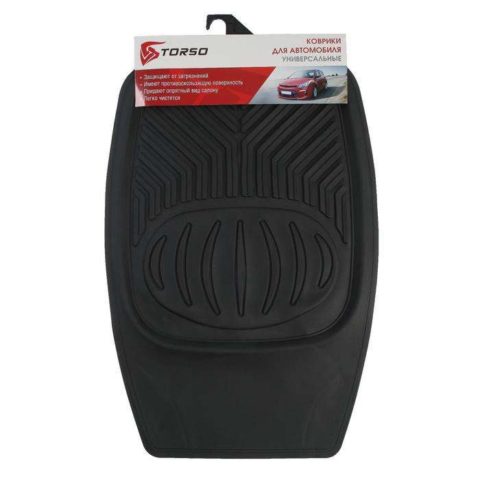 Коврики автомобильные TORSO, резина, 70х48 см, 50х48 см, черный, набор 4 шт Коврики автомобильные TORSO, резина, 70х48 см, 50х48 см, черный, набор 4 шт