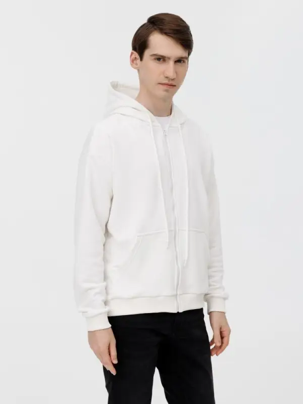 Толстовка унисекс оверсайз на молнии Zippy Terry, белая, размер XS/S