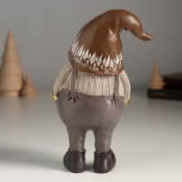 Сувенир полистоун "Гном в серых штанах, в колпаке с ёлочками" 11х7х17,5 см