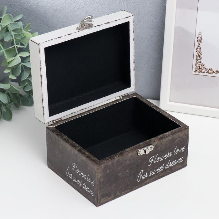 Шкатулка дерево кожзам "Любовь и цветы" 9х12х16 см