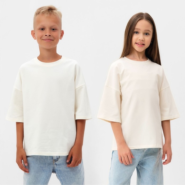 Футболка детская MINAKU цвет молочный, рост 128 см