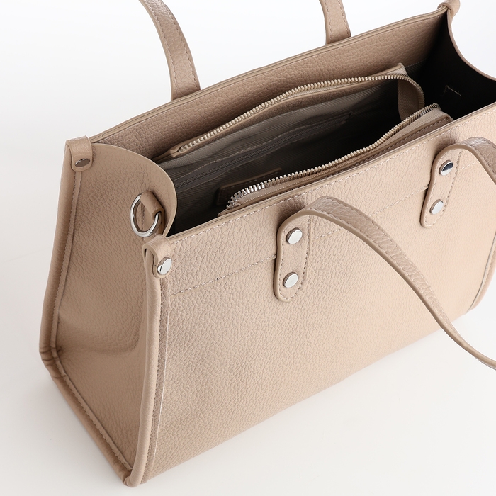 Сумка женская на молнии, TEXTURA, средний размер, цвет бежевый Сумка женская на молнии, TEXTURA, средний размер, цвет бежевый