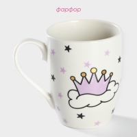 Кружка фарфоровая Доляна &laquo;Принцесса&raquo;, 350 мл, цвет белый