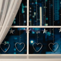 Гирлянда &laquo;Бахрома&raquo; 2.4 &times; 0.9 м с насадками &laquo;Сердце&raquo;, IP20, прозрачная нить, 186 LED, свечение мульти, 8 режимов, 220 В