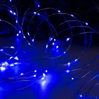 Гирлянда &laquo;Нить&raquo; 10 м роса, IP20, серебристая нить, 100 LED, свечение синее, 12 В