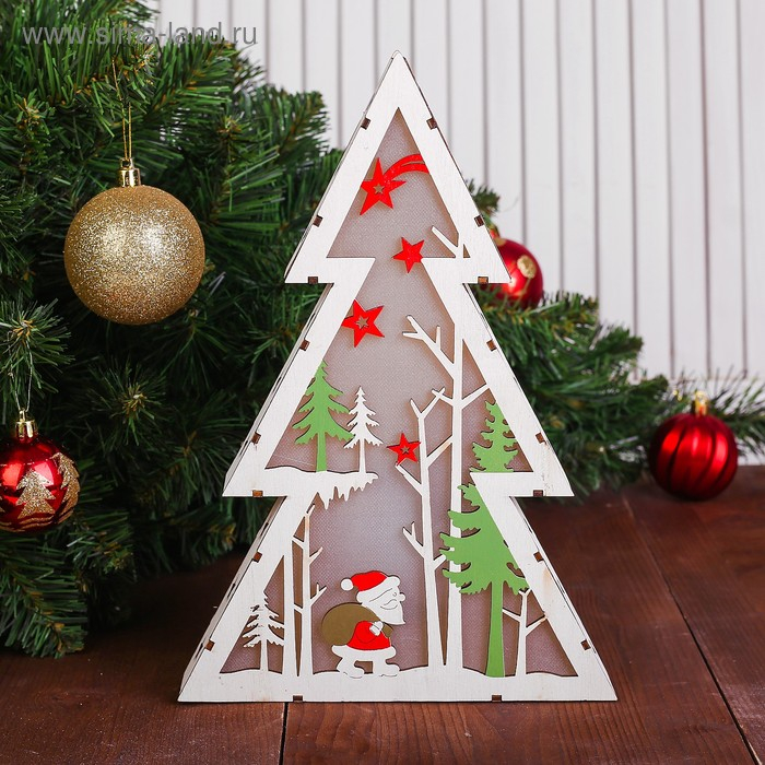 Декор с подсветкой &laquo;Большая ёлка&raquo;, батарейки AAх2 (нет в комплекте), свечение желтое