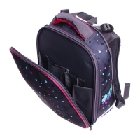 Рюкзак каркасный школьный 38 х 30 х 16 см, эргономичная спинка, Stavia "Кот + горох", серый