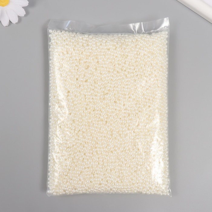 Набор бусин "Жемчуг" d 4 мм, 250 гр, молочный