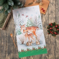 Полотенце &laquo;Олени&raquo; ТМ &laquo;Этель: Новогодний лес&raquo;, 40 &times; 67 см, 100 % хлопок, саржа, 190 г/м&sup2;