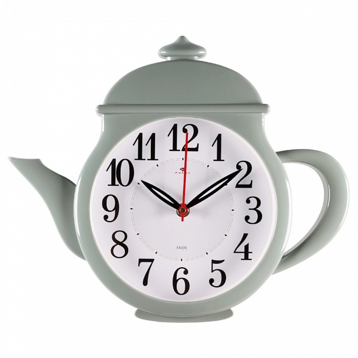 Часы настенные, для кухни Часы настенные, для кухни "Чайник", бесшумные, 29 х 34 см, оливковые