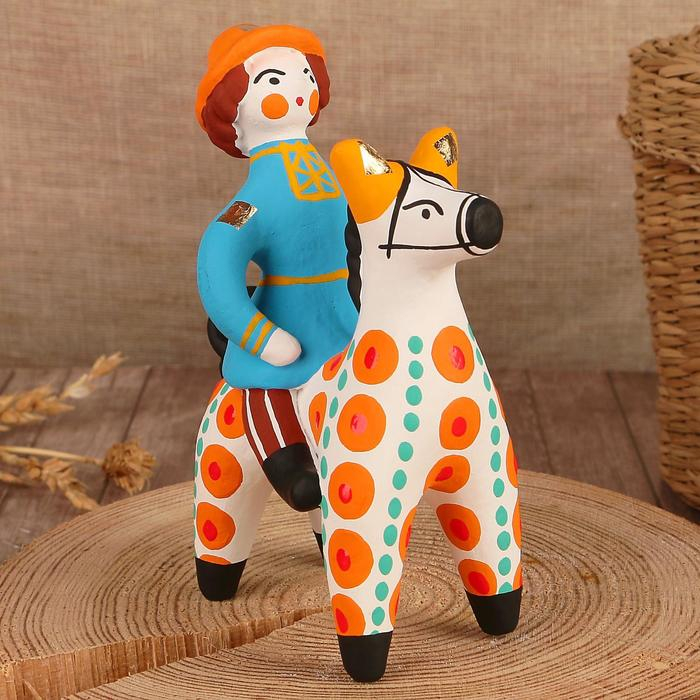 Дымковская игрушка Дымковская игрушка "Всадник", 12 см, микс