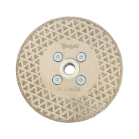 Диск алмазный для резки и шлифовки ТУНДРА, гальванический, сплошной, сухой рез, 115 мм, М14