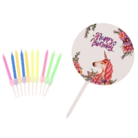 Набор для украшения стола &laquo;Единорог&raquo;: свечи, топпер, шары, в наборе 16 шт.