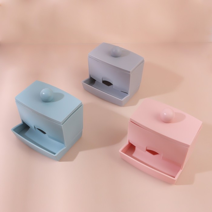 Органайзер для ватных палочек, с крышкой, 9 &times; 6,5 &times; 7,5 см, цвет МИКС