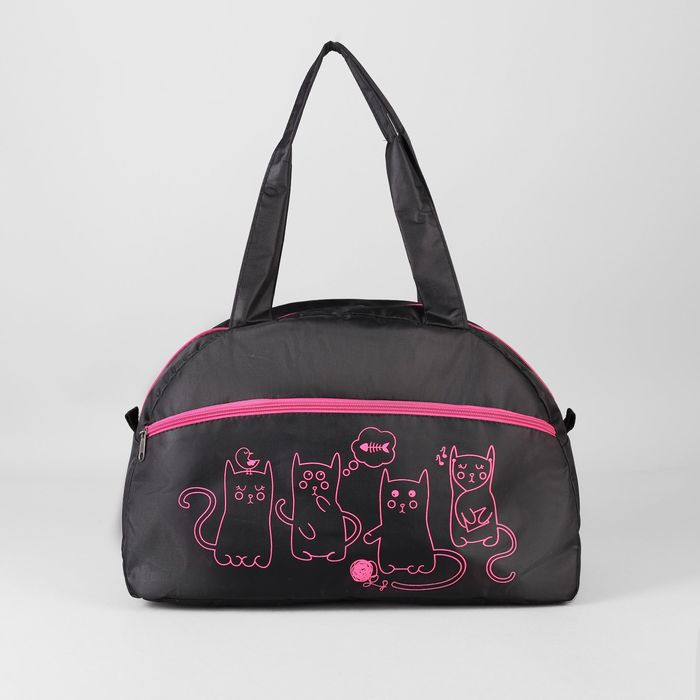 Сумка спортивная женская на молнии, наружный карман, средний размер, цвет чёрный/розовый Сумка спортивная женская на молнии, наружный карман, средний размер, цвет чёрный/розовый