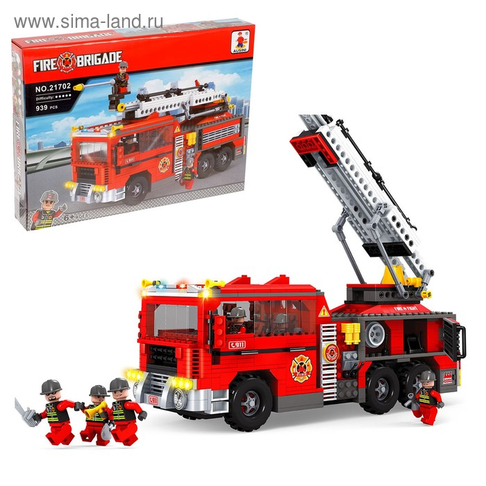 Конструктор Пожарная команда «Машина», 939 деталей Конструктор Пожарная команда «Машина», 939 деталей