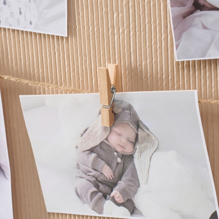 Фоторамка пластик на 8 фото 9х13 см "Крафт" с прищепками 50х40х1,2 см