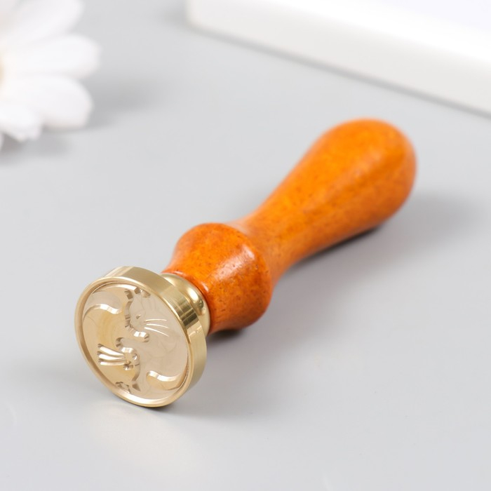 Печать для сургуча с деревянной ручкой Печать для сургуча с деревянной ручкой "Инь-ян - кошки" 9х3х3 см