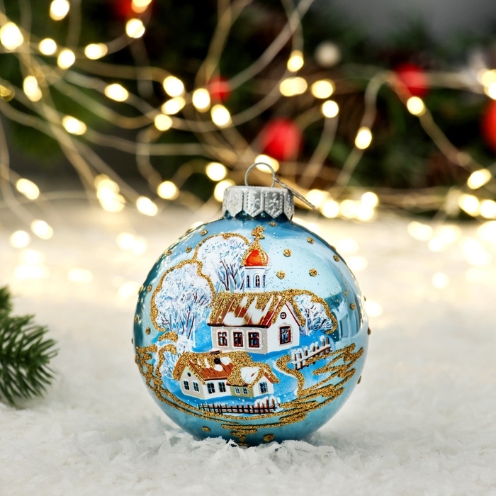 Шар Шар "Город на Рождество 2", 80 мм., в подарочной упаковке