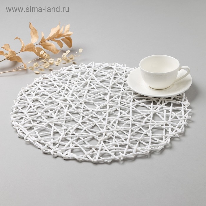 Салфетка сервировочная Доляна Салфетка сервировочная Доляна "Трава", цв.молочный, d 38 см