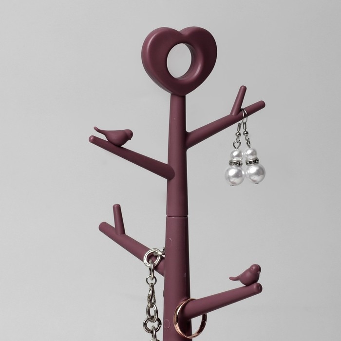 Подставка для украшений &laquo;Дерево с сердцем&raquo;, 18,3&times;36 см, цвет тёмно-розовый