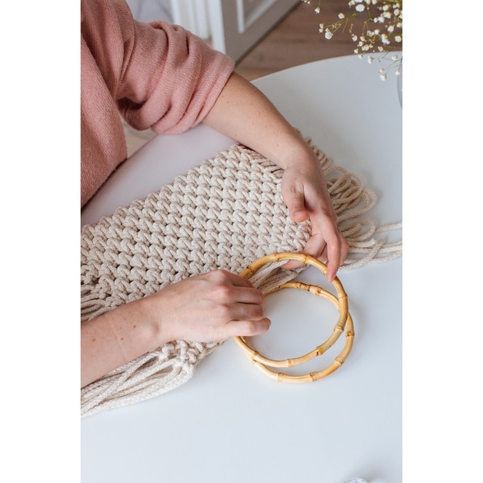 Ручки для сумки, 2 шт, бамбук, d = 15/17 см, толщина 0,8 см Ручки для сумки, 2 шт, бамбук, d = 15/17 см, толщина 0,8 см