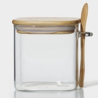 Банка стеклянная для хранения сыпучих продуктов с ложкой BellaTenero «Эко» 750 мл, 10×11 см, с бамбуковой крышкой Банка стеклянная для хранения сыпучих продуктов с ложкой BellaTenero «Эко» 750 мл, 10×11 см, с бамбуковой крышкой