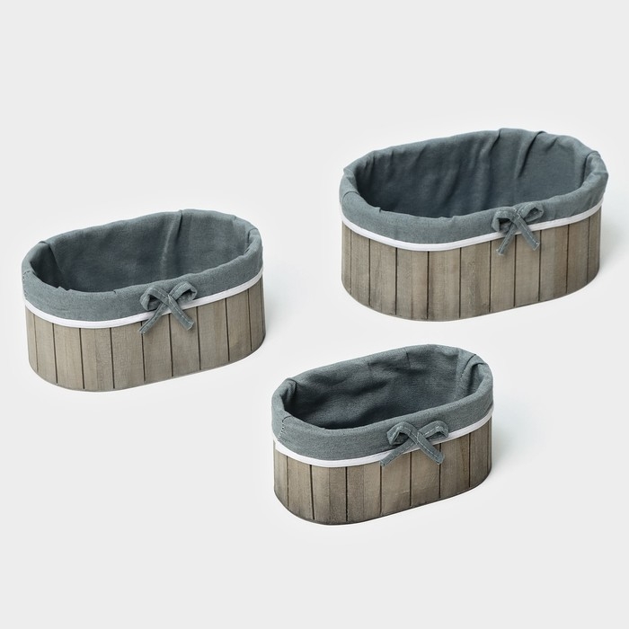 Корзины для хранения LaDо́m, ручной работы, овальные, 3 шт: 20&times;11&times;9 см, 23&times;15&times;10 см, 28&times;19&times;11 см