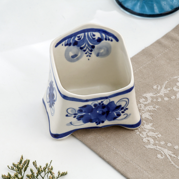 Подставка для губки, 6х9 см, гжель, фарфор Подставка для губки, 6х9 см, гжель, фарфор