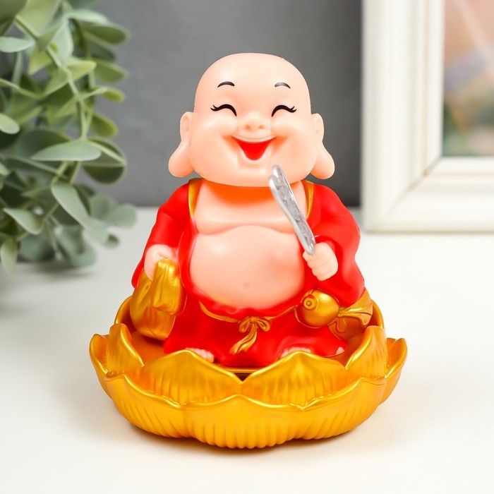 Маятник пластик от солнечной батареи "Хотей в красном, с опахалом" МИКС 8,7х8,7х10 см