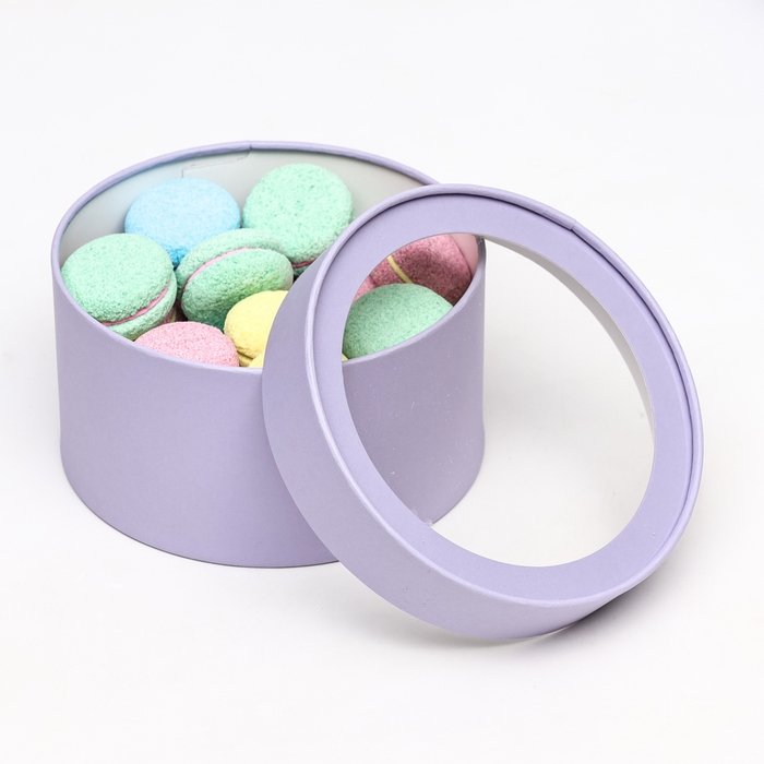 Набор 2 в 1 круглых коробок Набор 2 в 1 круглых коробок "Бледно-фиолетовый" с окном, 21 х 11 - 18 х 10 см