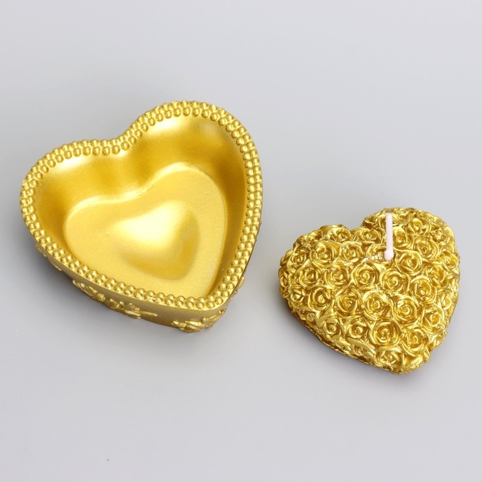 Свеча Свеча "Сердце" 9х4,5см, золото