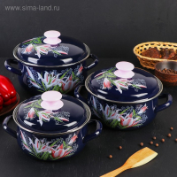 Набор эмалированных кастрюль &laquo;Версаль&raquo;, 3 предмета: 1,5 л, 2 л, 3 л, индукция