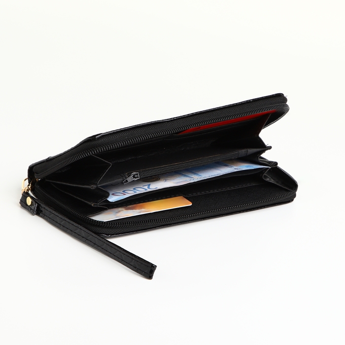 Кошелёк женский на молнии, цвет чёрный Кошелёк женский на молнии, цвет чёрный