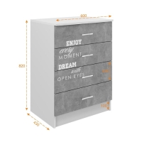 Комод Юниор 2, 600х430х820, Белый/Бетон светлый