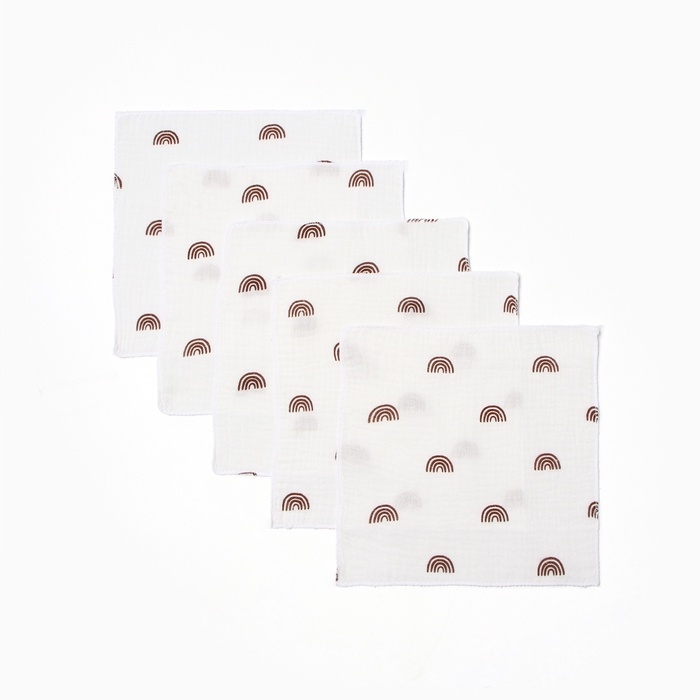 Набор платочков Крошка Я Boho Rainbow 20*20 см-5 шт, муслин, 100 % хлопок Набор платочков Крошка Я Boho Rainbow 20*20 см-5 шт, муслин, 100 % хлопок