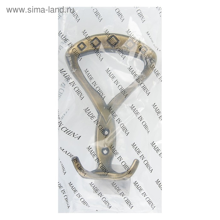 Крючок мебельный ТУНДРА TKT008, трехрожковый, бронза Крючок мебельный ТУНДРА TKT008, трехрожковый, бронза